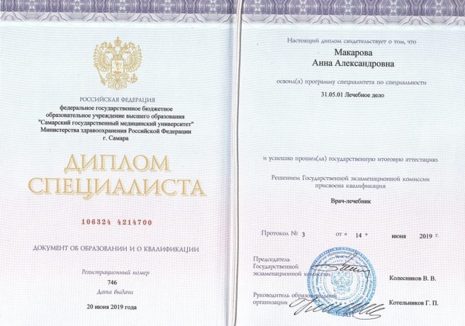Сертификат Макарова Анна Александровна